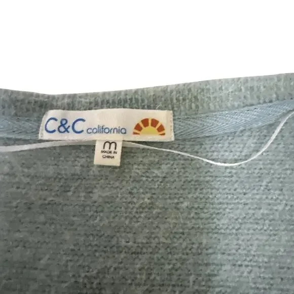 C&C California Sweater Womens Size Medium Seafoam Pullover V-Neck Knit Cotton - Picture 2 of 14